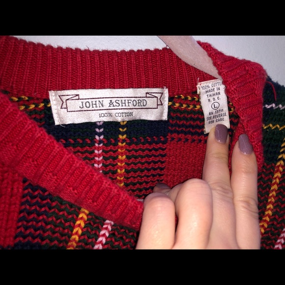 John Ashford Plaid Crewneck Sweater (Vintage) - Picture 4 of 9